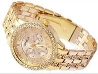 Złoty luksusowy zegarek damski  Geneva gold wysyłka 24H