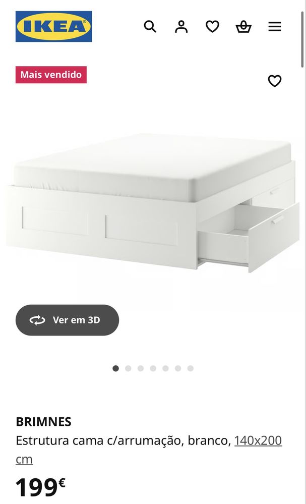 Cama casal ikea brimmes 4 gavetas