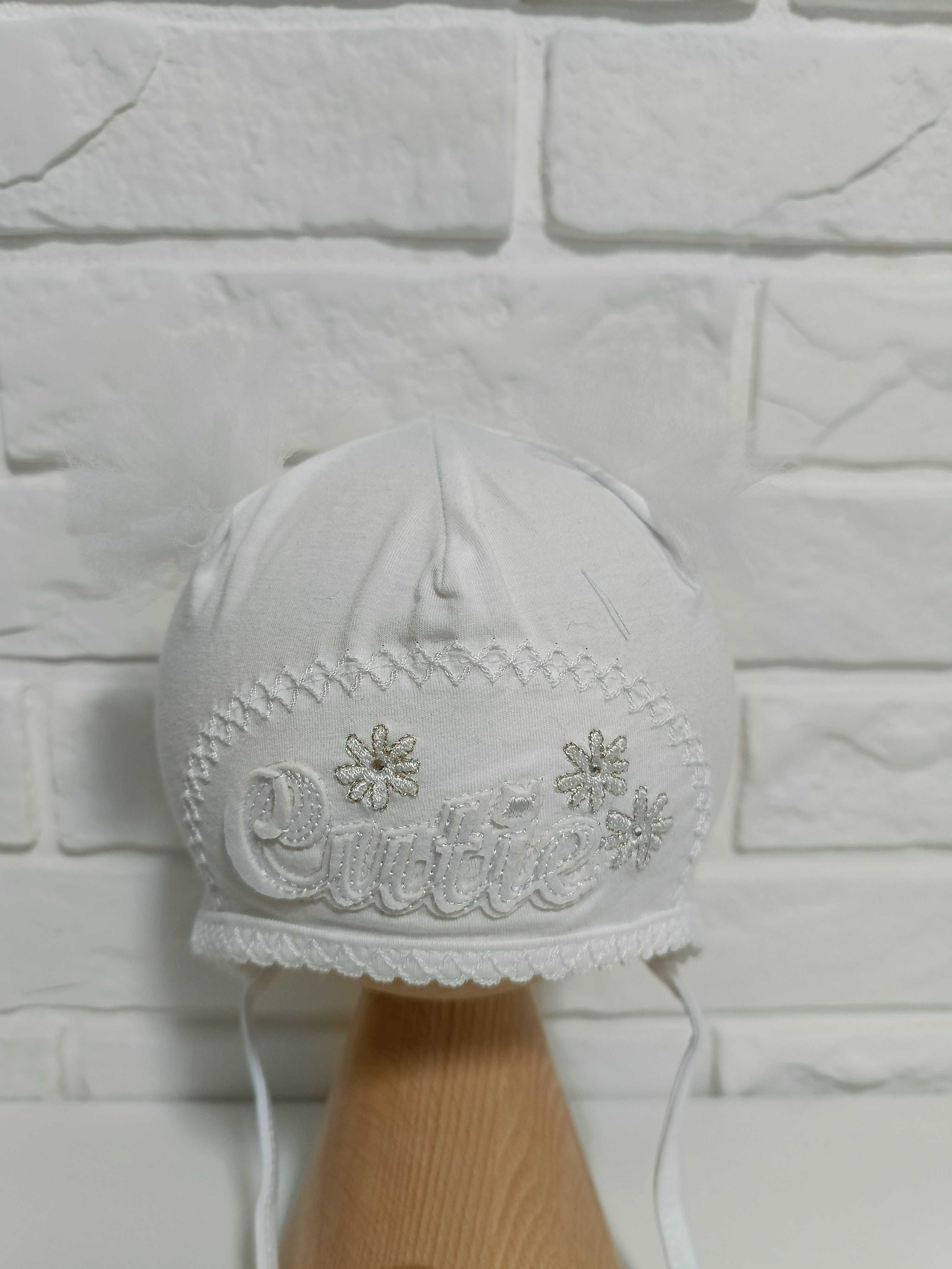BEXA czapka niemowlęca CUTIE biała roz.44 ok. 6-9 mcy