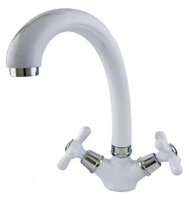 БЕЛЫЙ, латунный! смеситель, змішувач, кран для раковины, мойки, кухни.