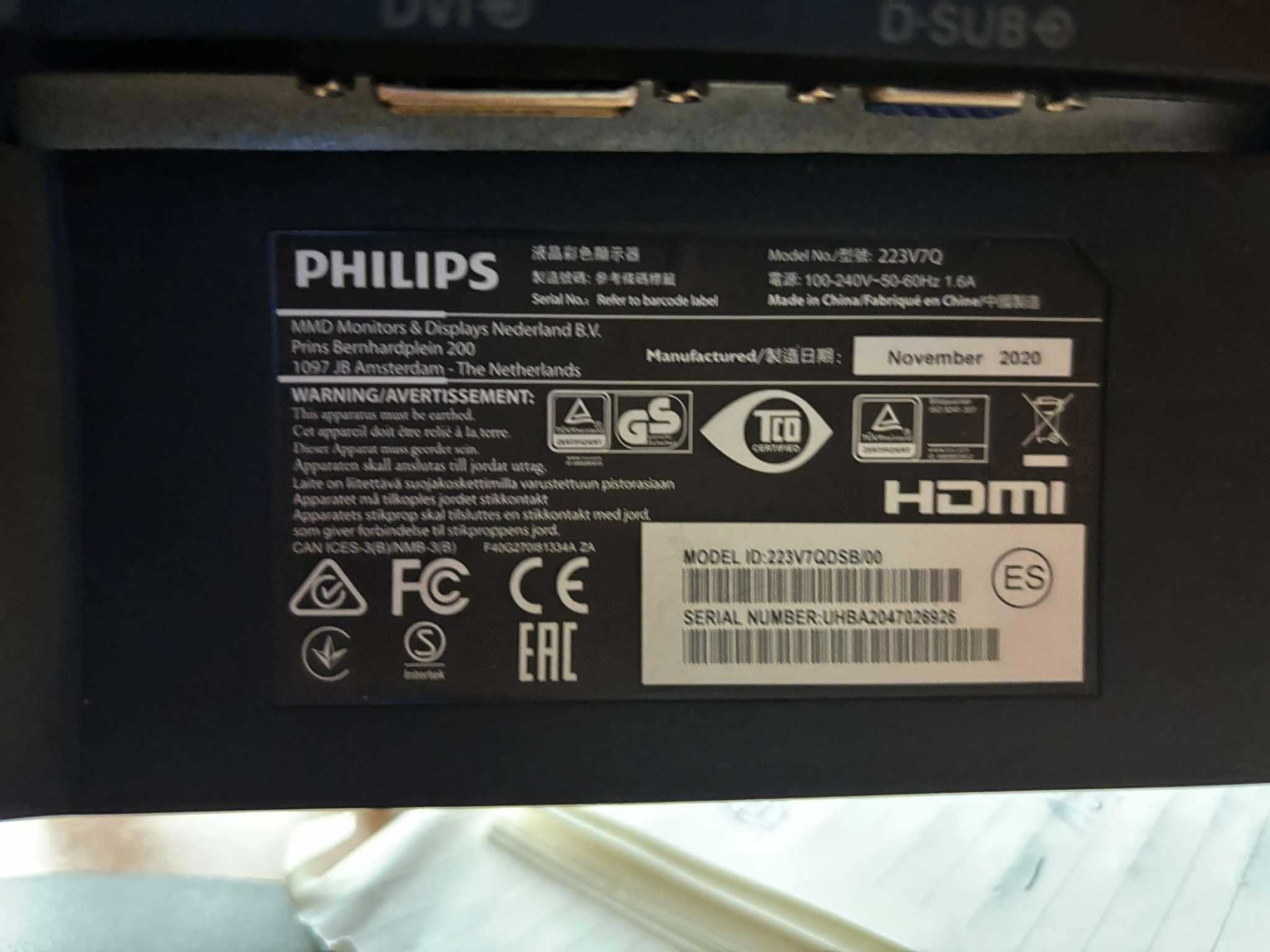 Monitor Philips 223V7QDSB 75Hz
