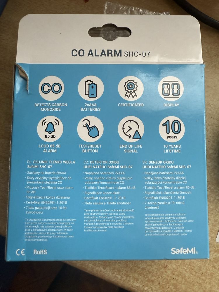 Czujnik czadu carbon monoxide alarm shc-07