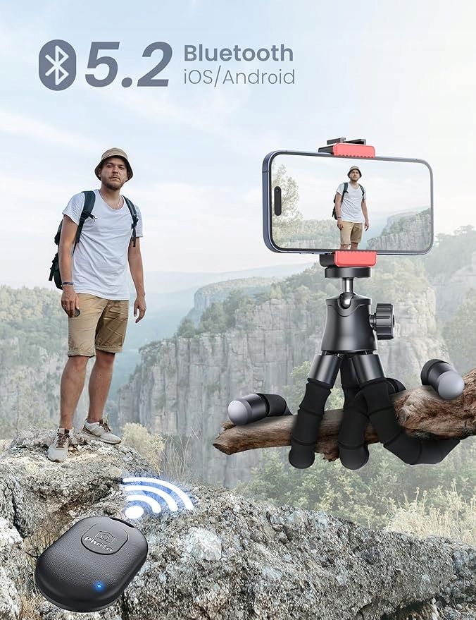 tripod statyw do telefonu z uchwytem czarny z pilotem na bluetooth