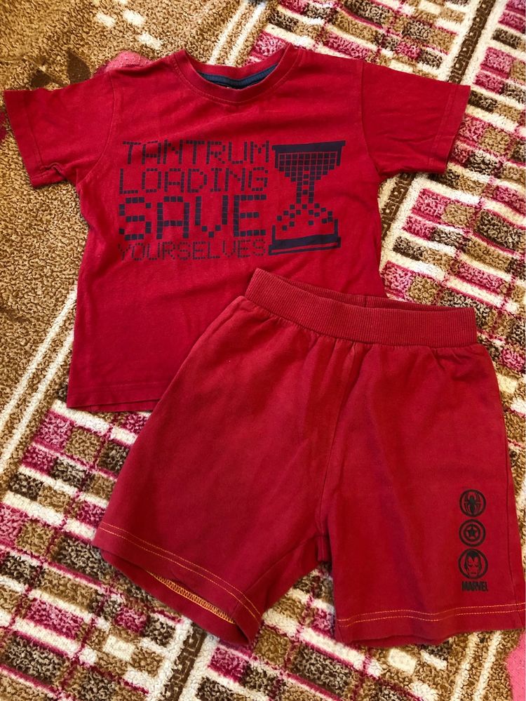 Хлопковый красный набор Favant шорты и футболка 3/4года