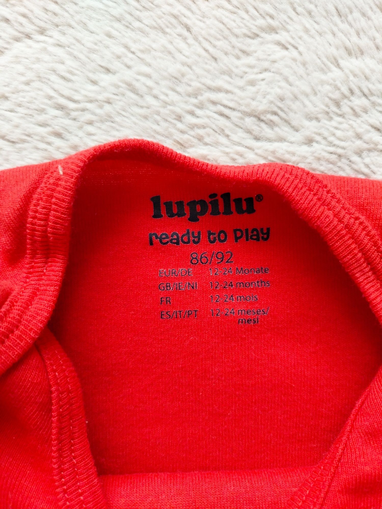 Czerwone body na długi rękaw, Lupilu, roz 86 92