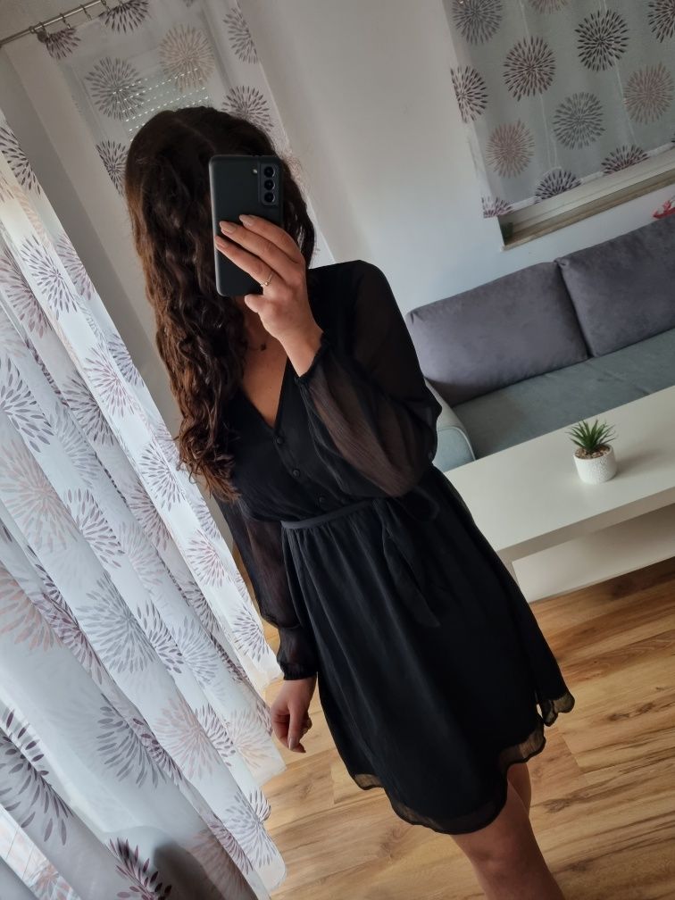 Czarna sukienka na długi rękaw ONLY r. S
