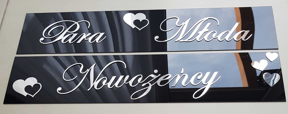 Dekoracja na auto ślubne, rejestracja.