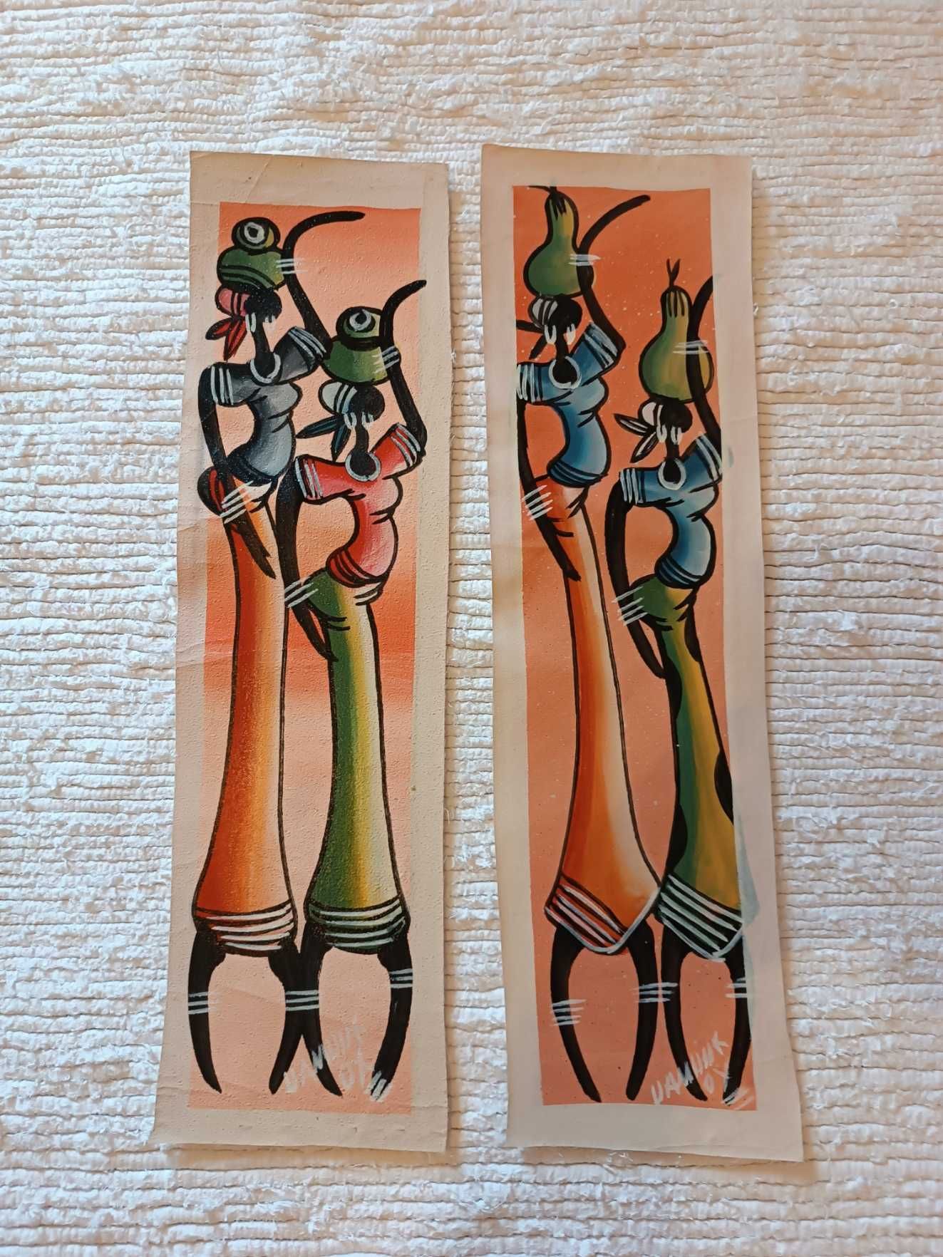 Telas Africanas (Moçambique) pintadas à mão e assinadas