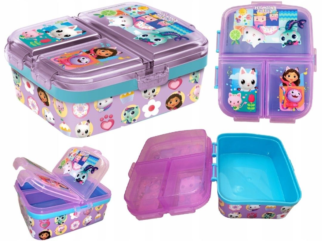 lunchbox pojemnik aż 4 komory koci domek gabi gabby's dollhouse