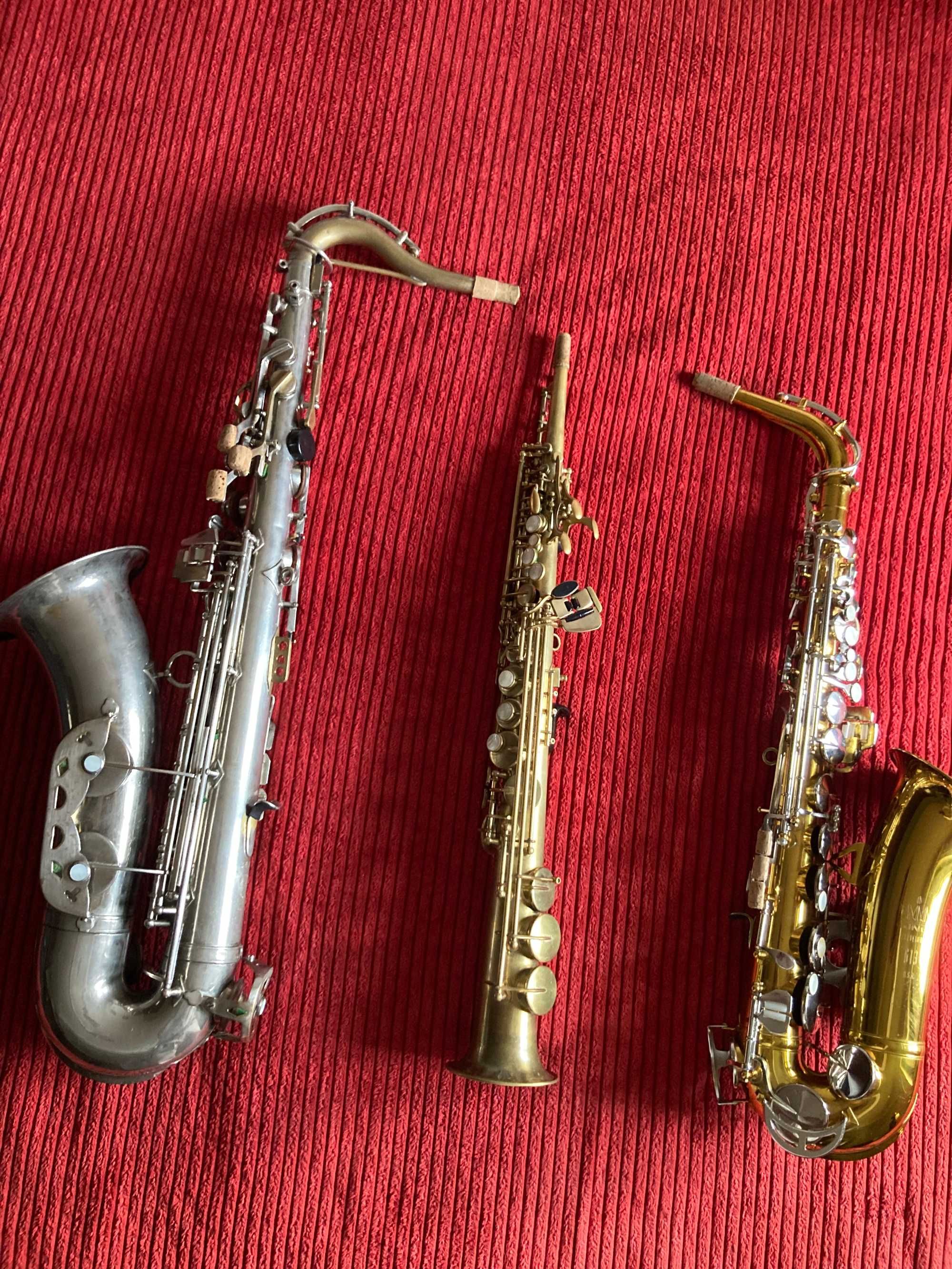 3 saxofones altos 1 sax tenor e 1 sax soprano  pack de 5