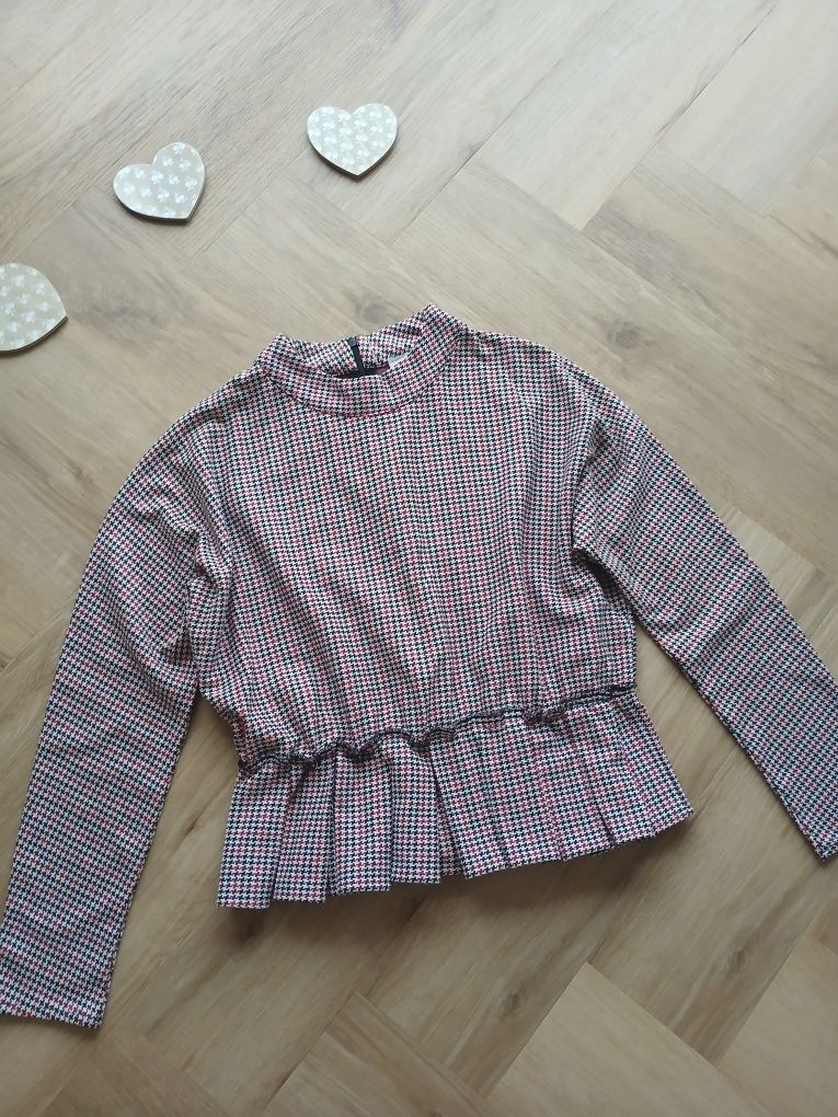 Bluzka w pepitkę z baskinką Reserved / rozmiar M / 38