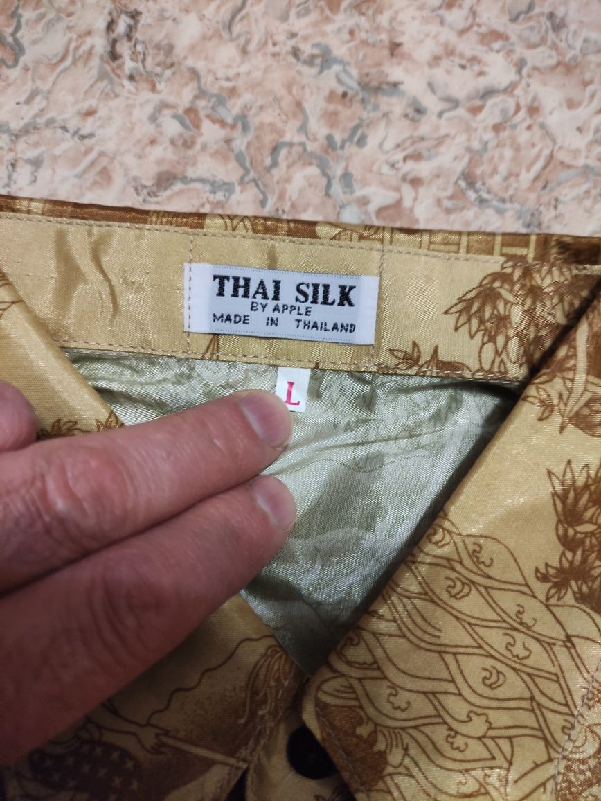Рубашка гавайская тайский шелк в восточном стиле р.L объем 114см