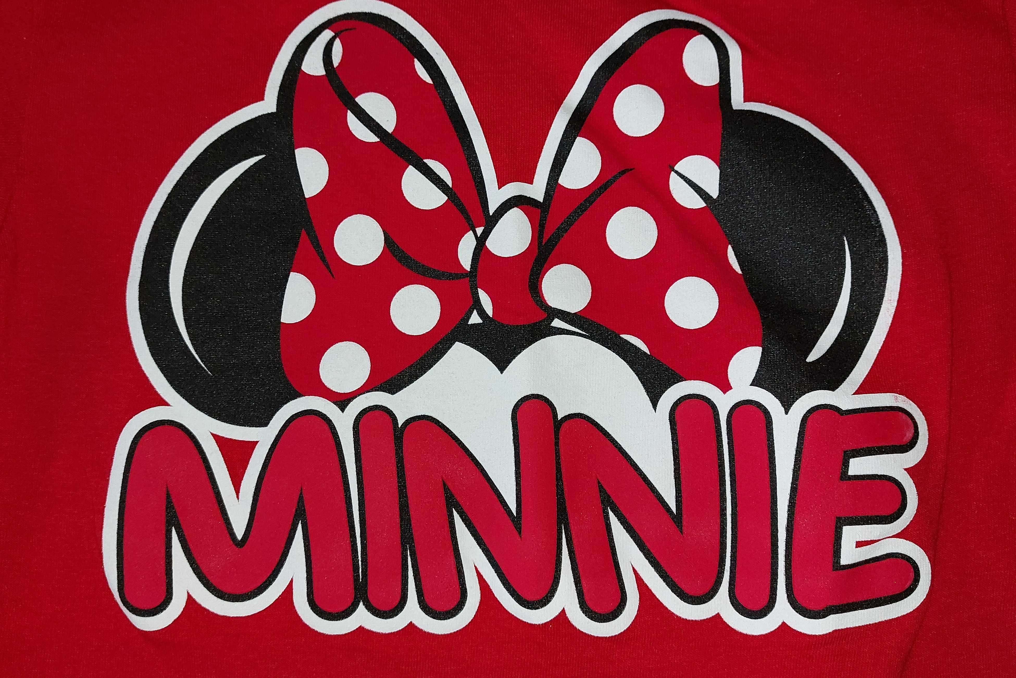 Disney, T-shirt dziewczęcy, czerwony, Minnie Mouse, rozmiar 104/110