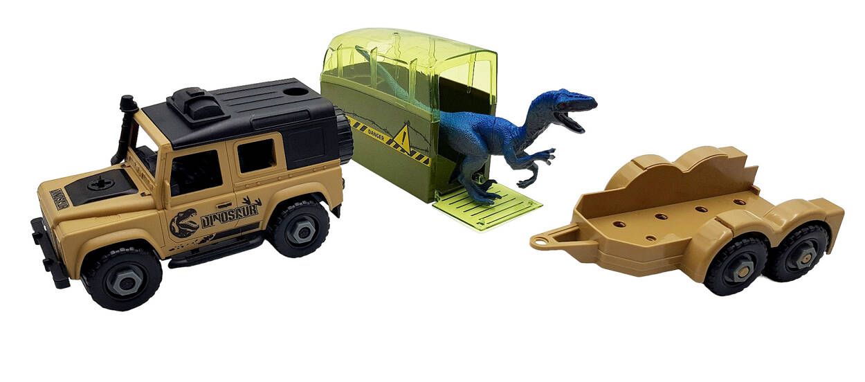 Auto Jeep Z Przyczepą Do Skręcania Dinozaur Ciężarówka Figurki