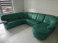 Duża sofa skórzana z szezlongiem