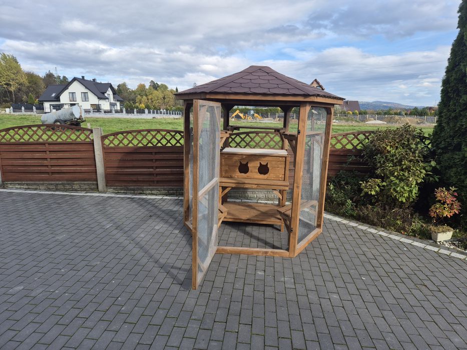 Woliera dla dwóch kotów szesciokatna