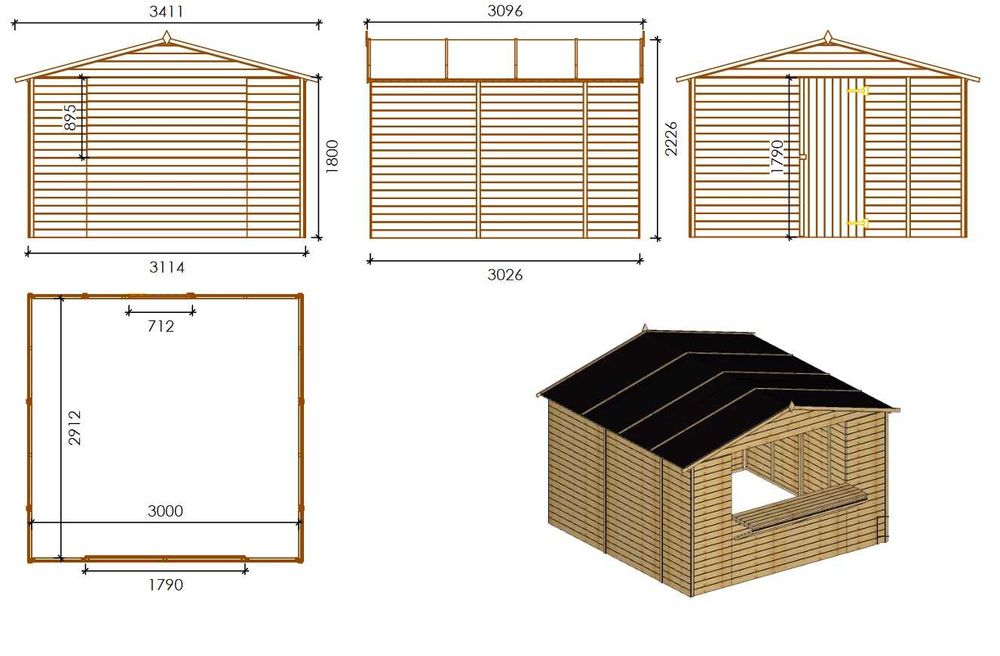 Stragan warzywniak kiosk handlowy 3x3m DOM607