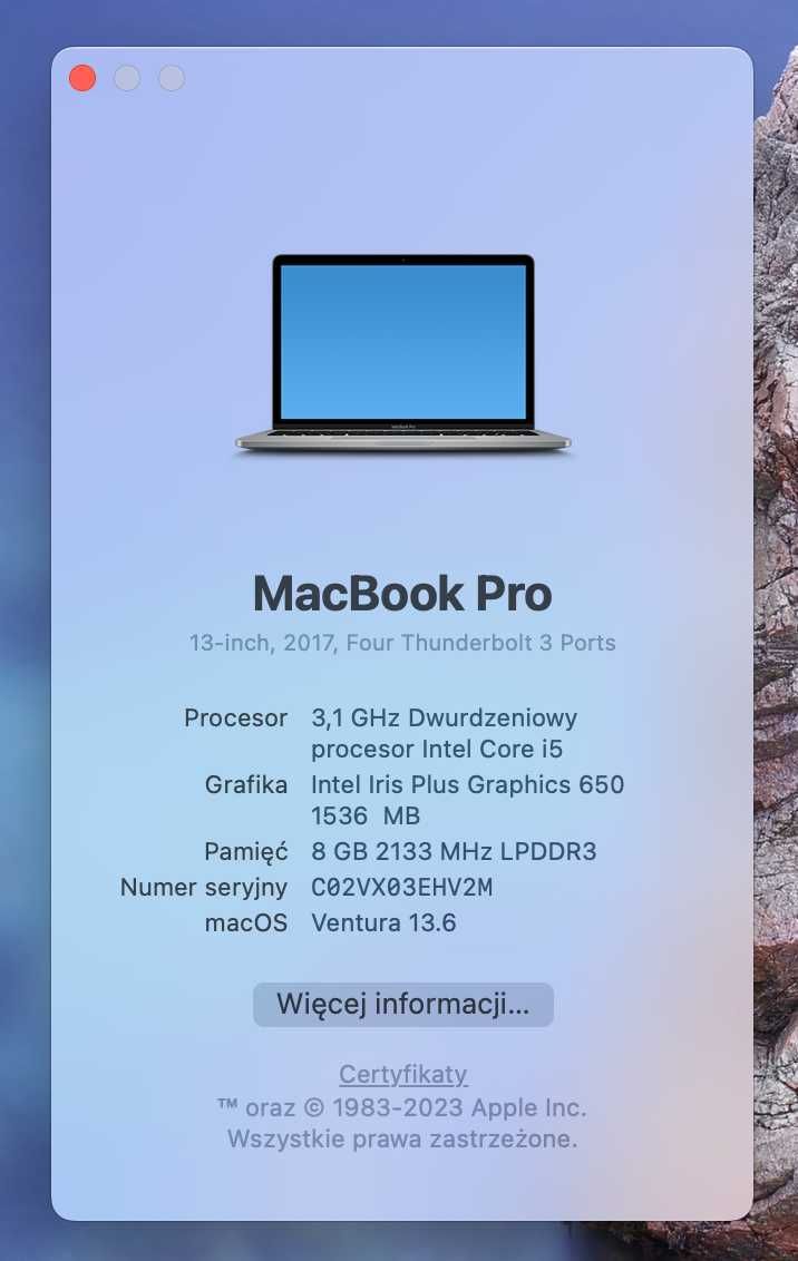 Macbook PRO 13 i5 | 8GB | 500 SSD | nowa bateria | nowa klawiatura