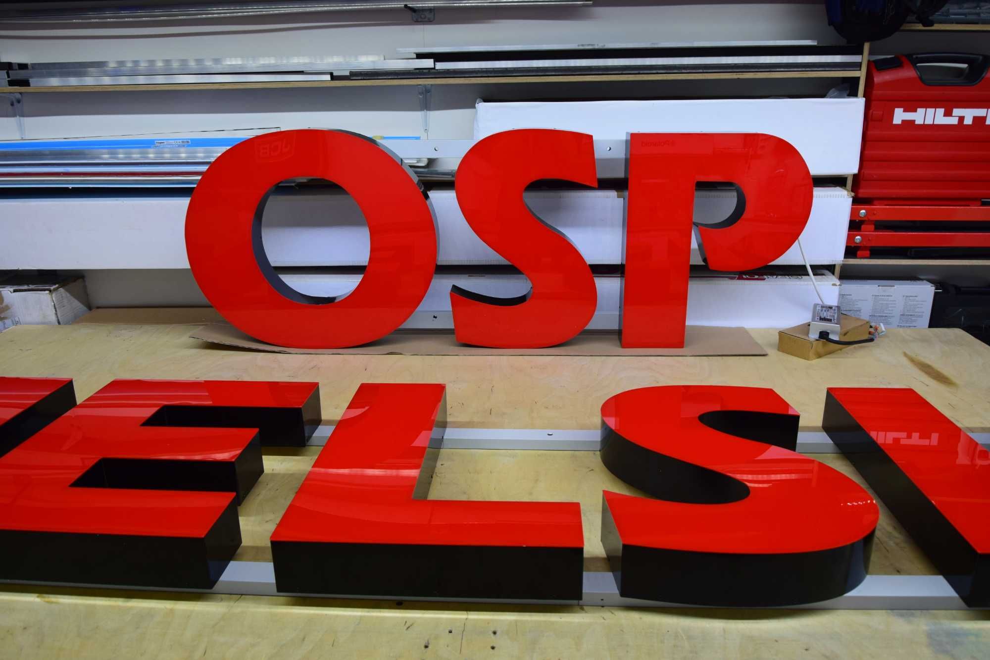 Podświetlane LITERY 3D, Napis OSP na remize, Neon LED, KSRG, Logo 3D