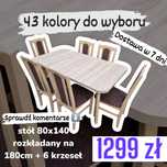 Nowe: Stół 80x140/180 + 6 krzeseł, SONOMA , dostawa cała Polska