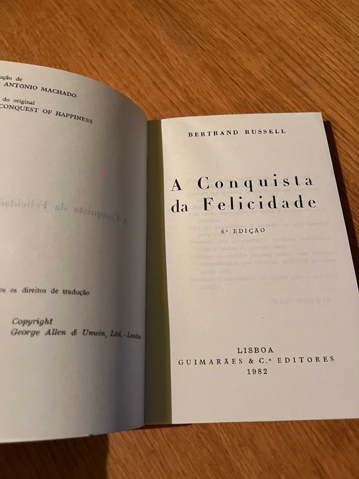 A CONQUISTA DA FELICIDADE     Bertrand Russell     edição de 1982