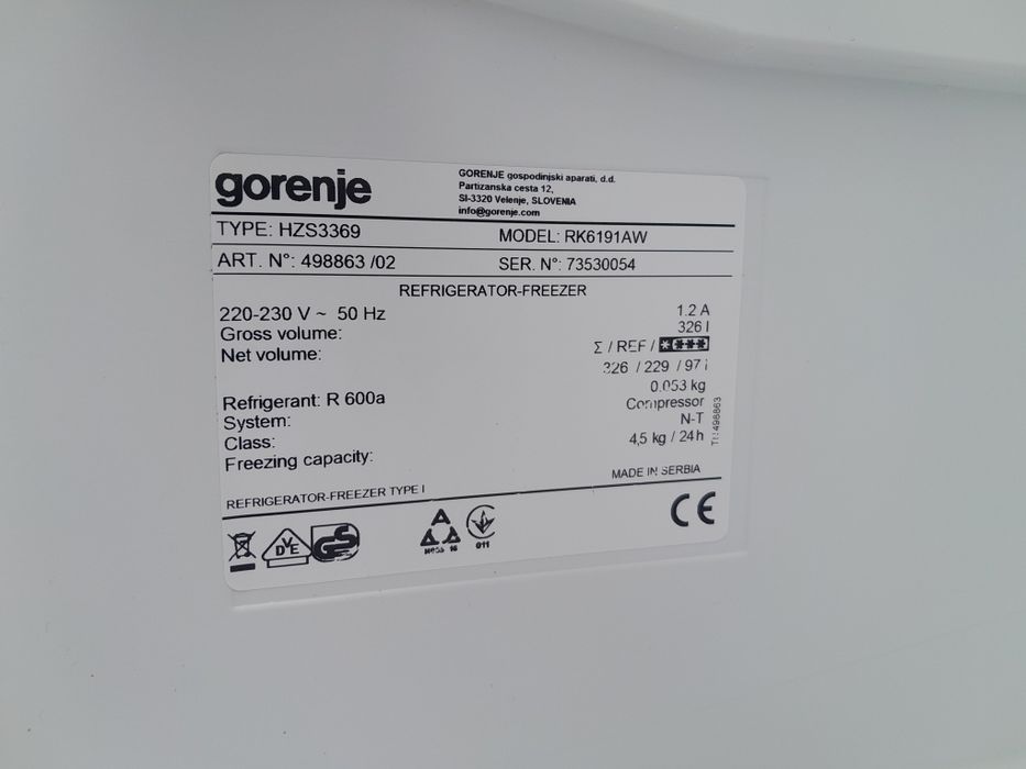 Lodówko zamrażarka gorenje