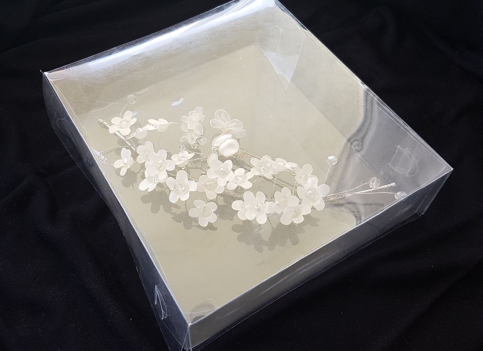 Ślubna spinka wsuwka do włosów butonierka kwiaty boho chic vintage