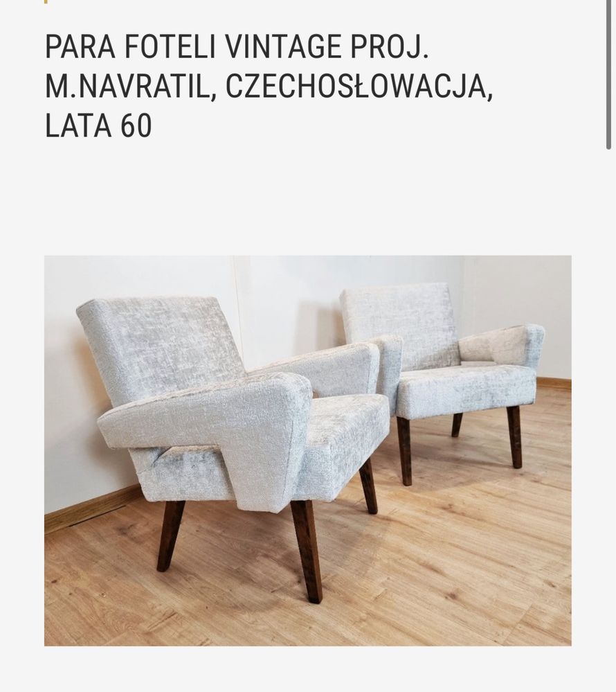Fotel stary prl PROJ. M.NAVRATIL czechosłowacja lata 60