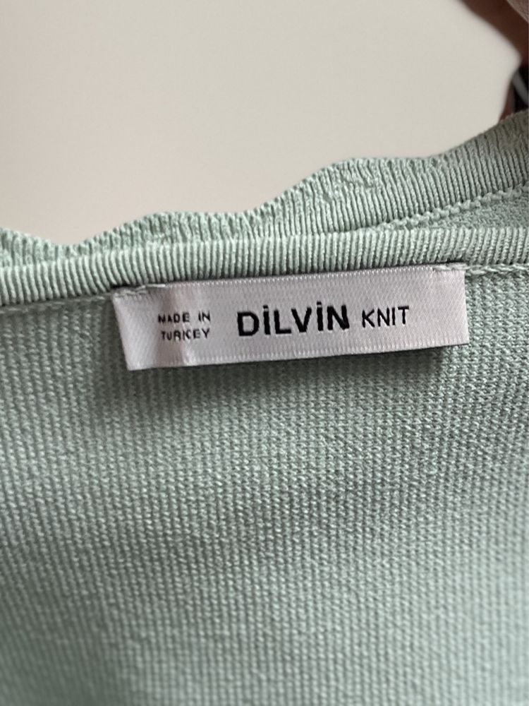 Miętowy top elastyczny na ramiączkach letni Dilvin knit s
