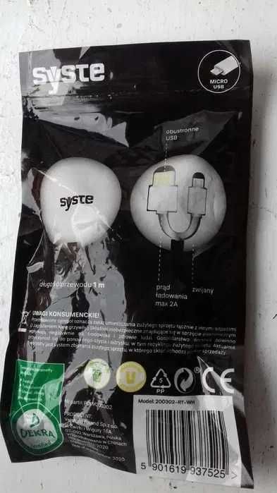 Kabel Zwijany przewód USB, biały, obustronny, 1 m