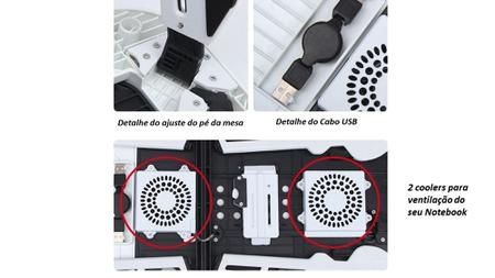 Suporte Laptop ajustável e com refrigeração