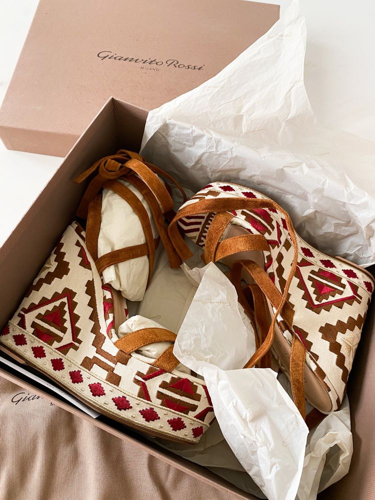 Sandały Gianvito Rossi Cheyenne Wedge Sued 37,5
