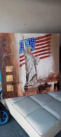 Obraz olejny USA Ameryka 1 m x 1 m ręcznie malowany