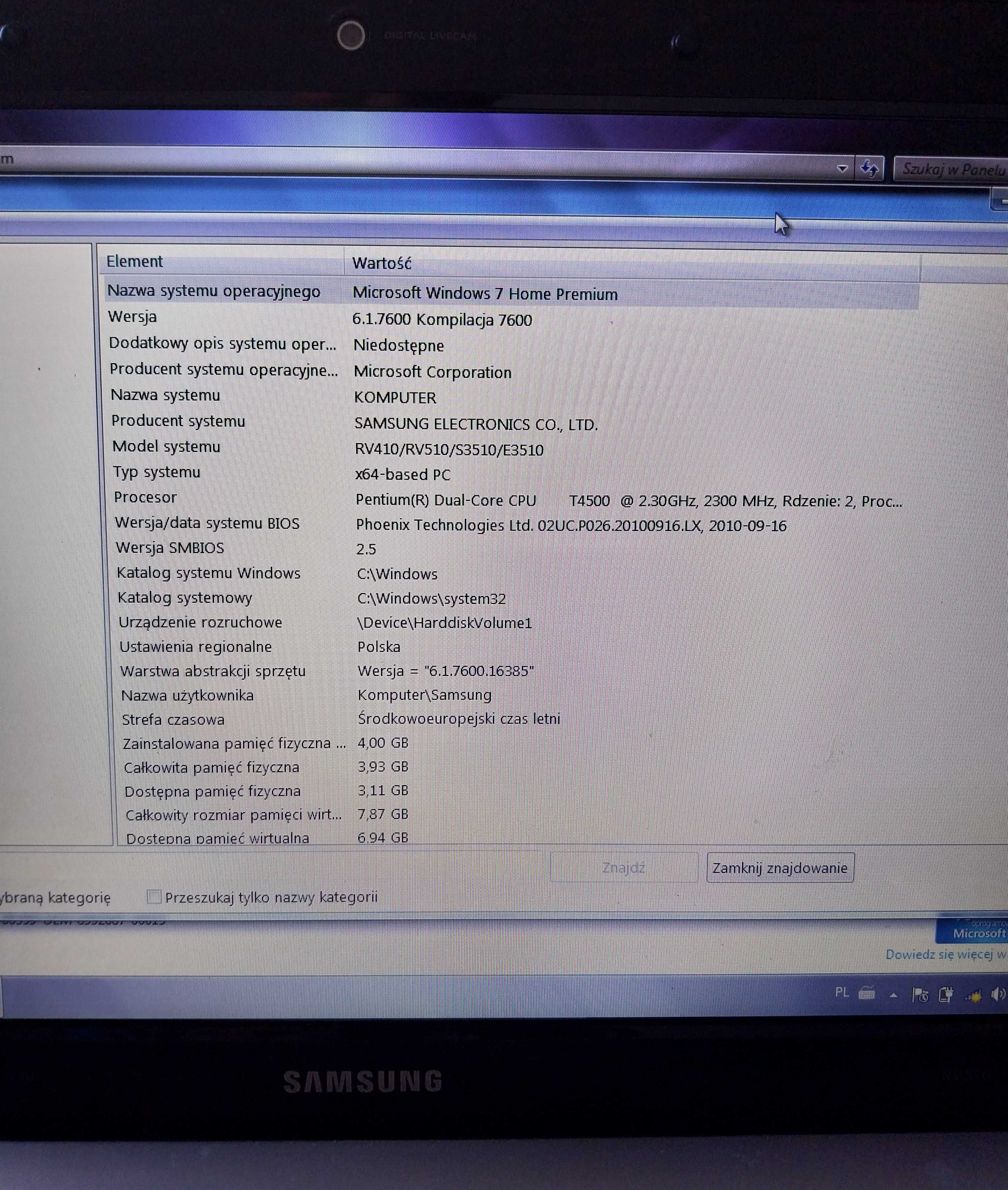 Laptop Samsung E3510