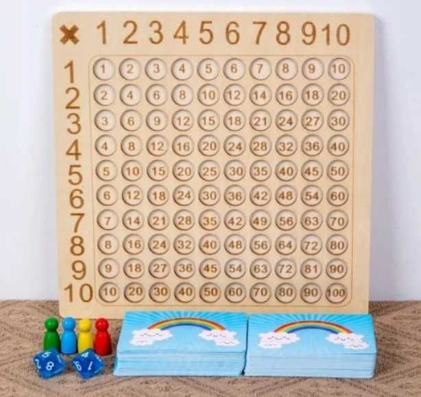 Nauka tabliczki mnożenia, matematyki, gra edukacyjna, zestaw,drewniana