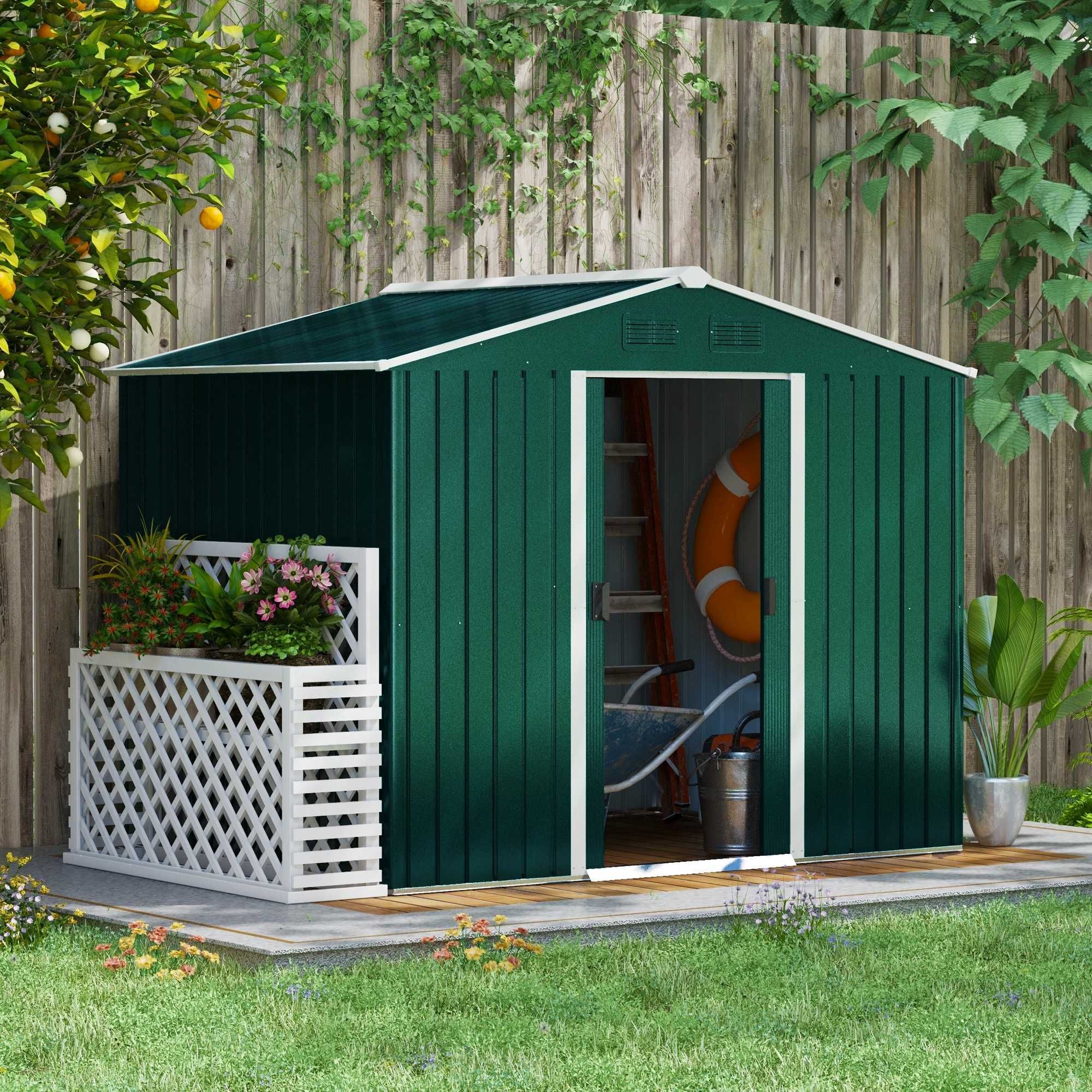 Abrigo Jardim Metal 4,1m² Verde 236x174x190 cm Novo