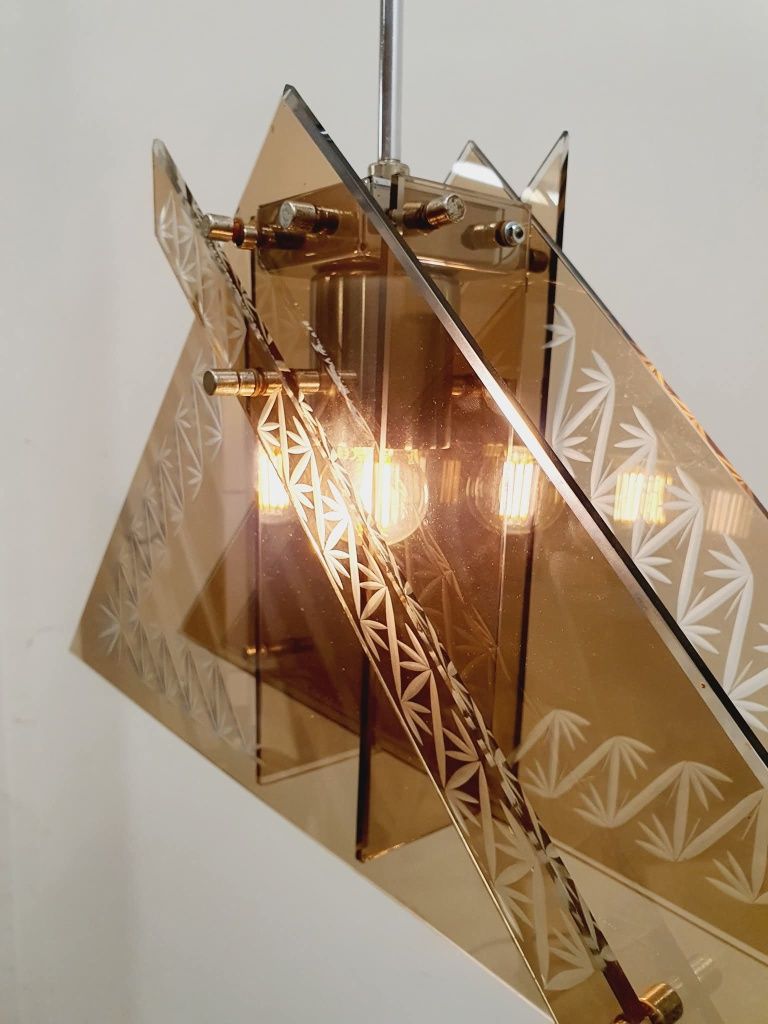 Lampa Żyrandol Szkło Retro Design