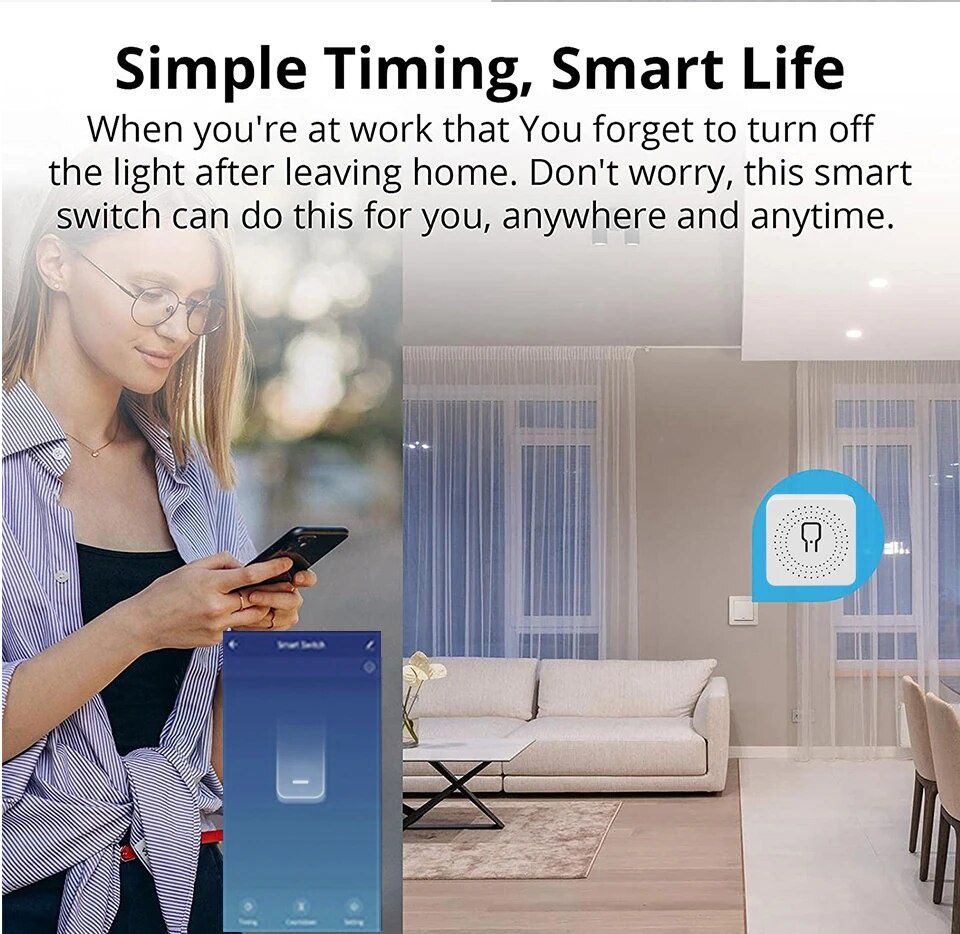 Interruptor Inteligente wifi mini smart Switch smart life TUYA NOVO