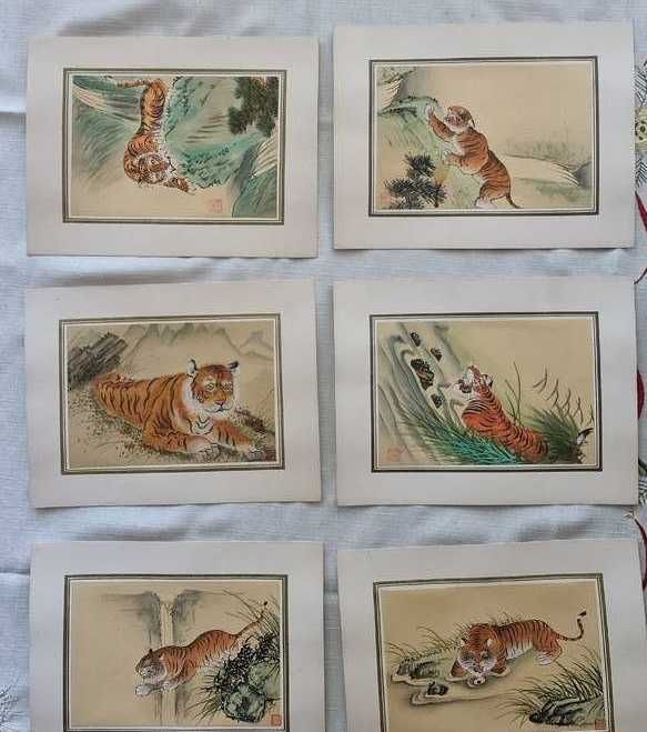 Chińskie Obrazy malowane ręcznie na jedwabiu