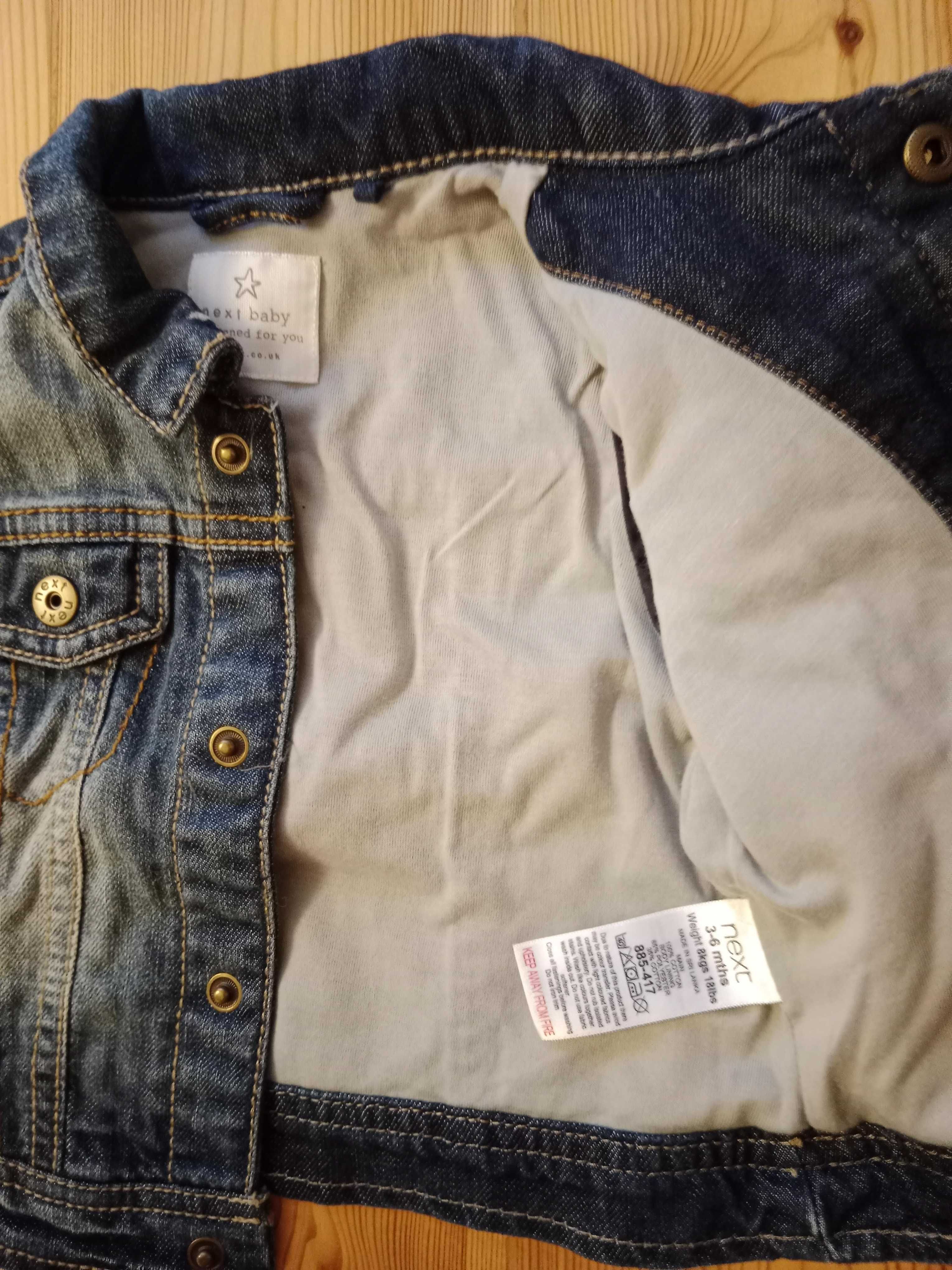 NEXT kurtka jeansowa z podszewką 3-6 msc 68/74