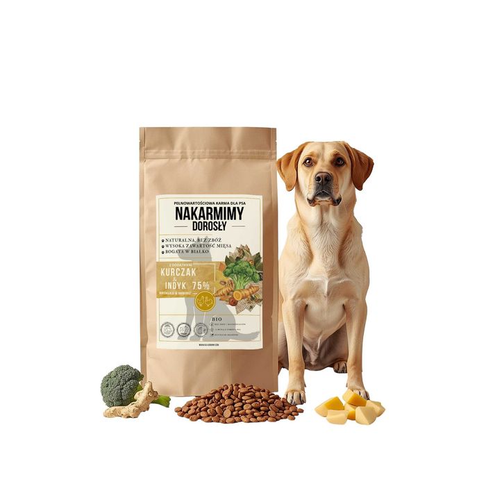 Sucha karma dla psa dorosłego NAKARMIMY – Kurczak i Indyk 2KG