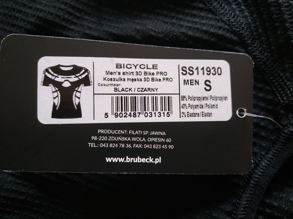 BRUBECK - Koszulka męska 3D Bike PRO - rozmiar S
