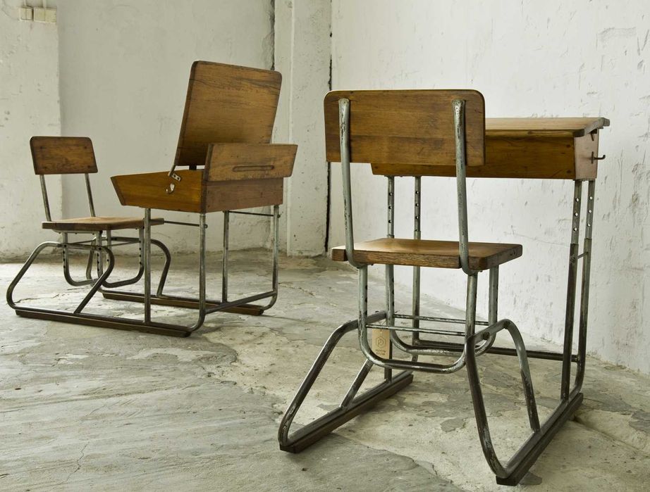 UNIKATOWE ! Stare biurko szkolne ławka szkolna vintage  antyk lata 50
