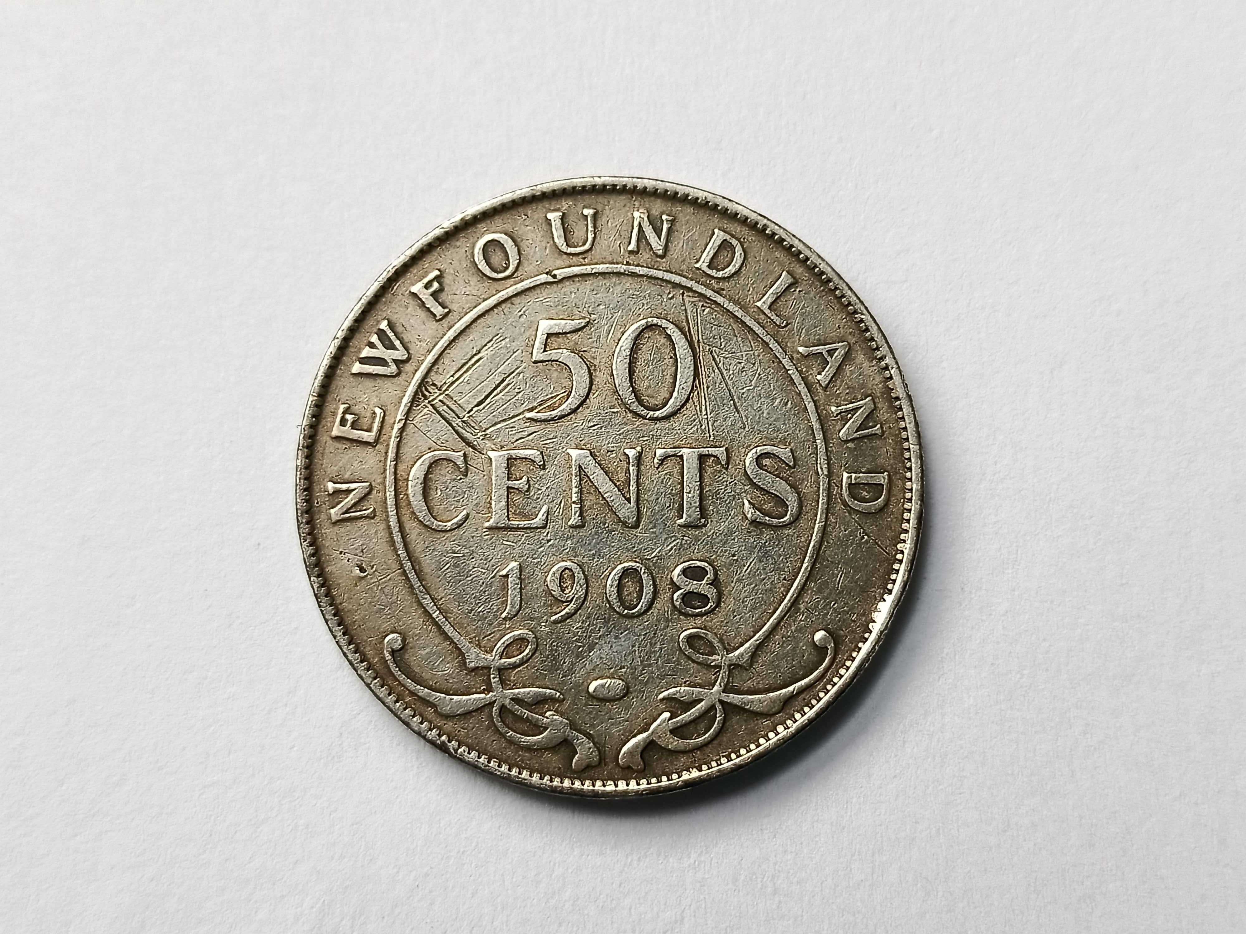 50 centów 1908 Straits Settlements Król Edwards Vll oryginał Srebro