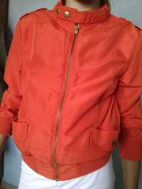 Яркая оранжева ветровка бомбер курточка на девочку деми куртка