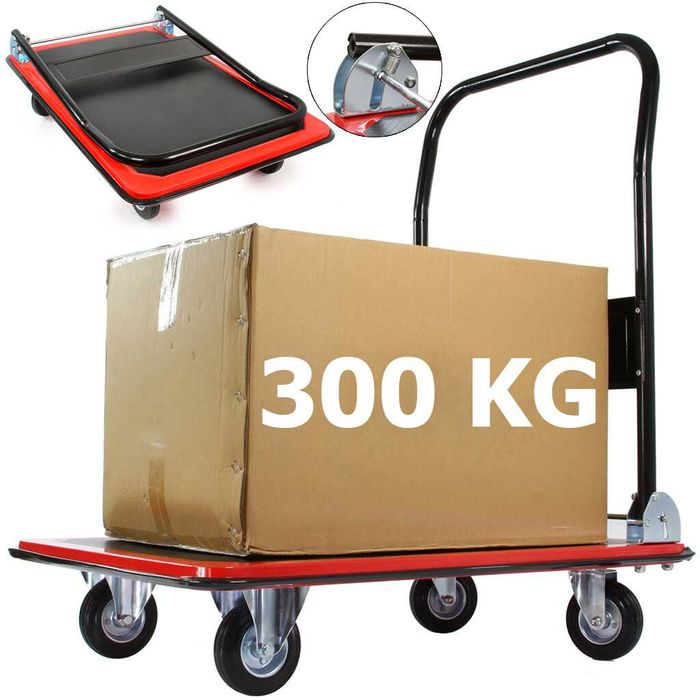 Wózek platformowy transportowy 300 kg składany z odbojem