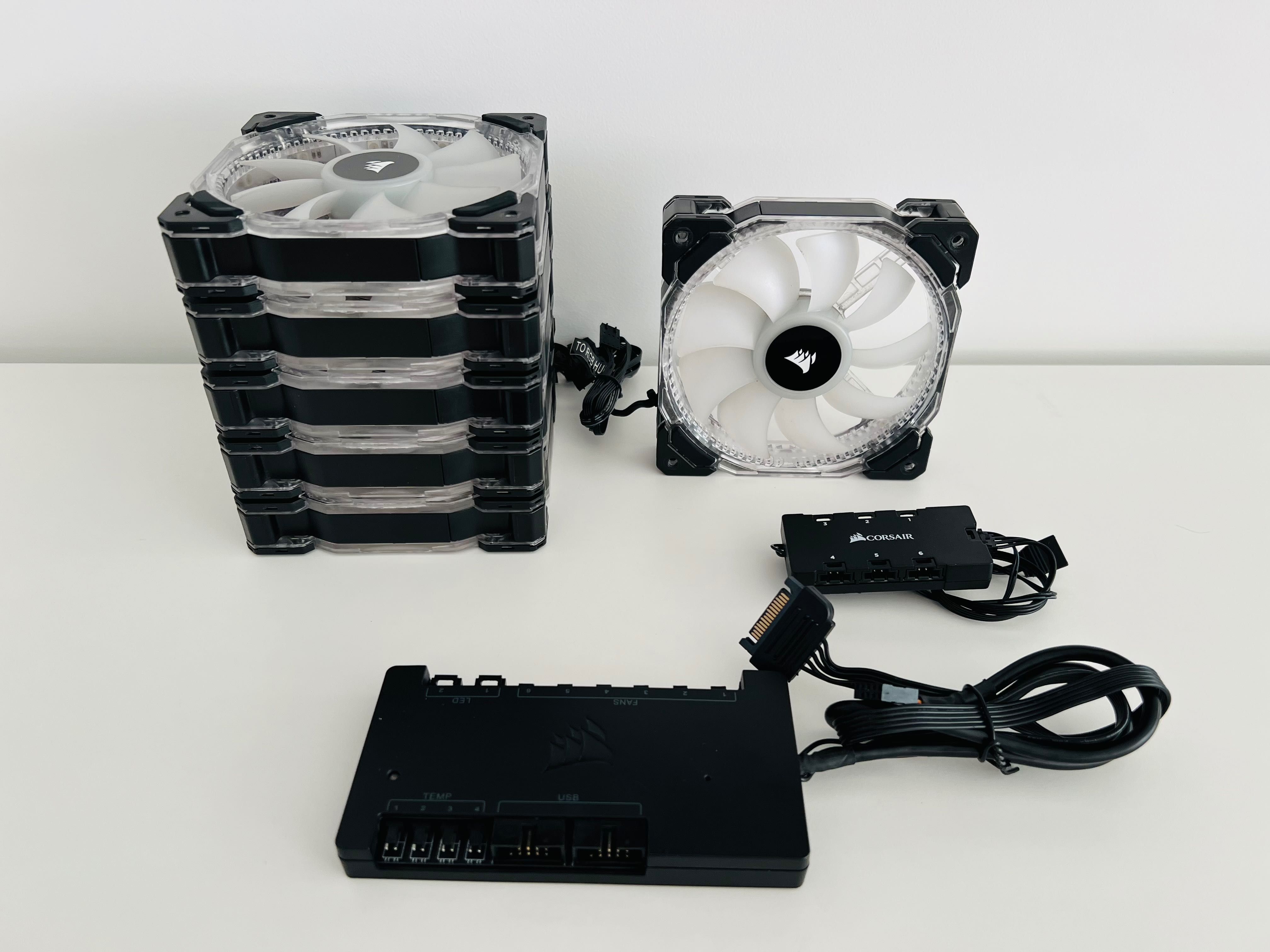 Kit Corsair 6x Ventoinhas HD120 RGB LED + Controladoras