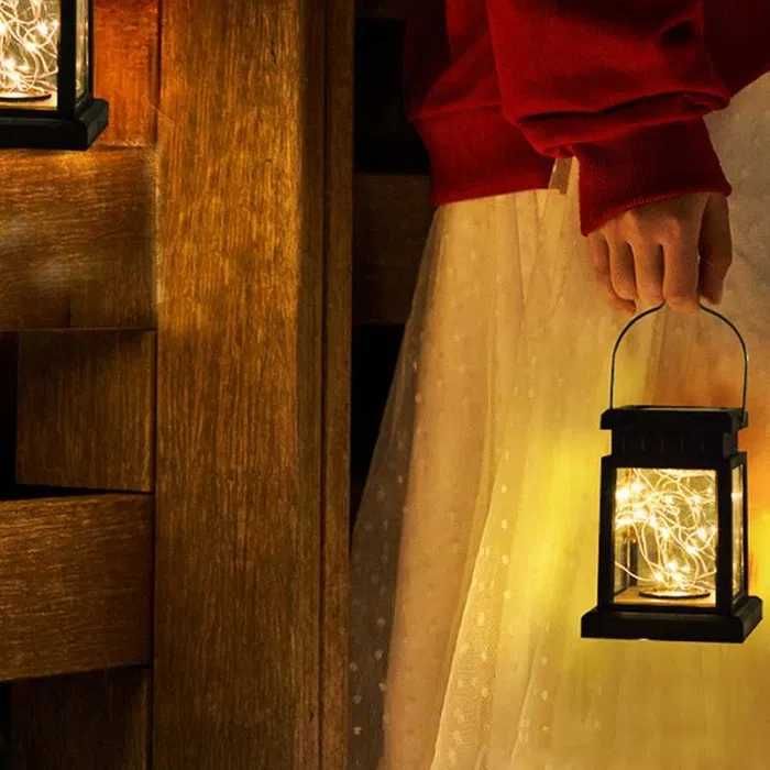 LAMPA SOLARNA 30 LED lampion lampka ogrodowa wisząca ciepły biały h216