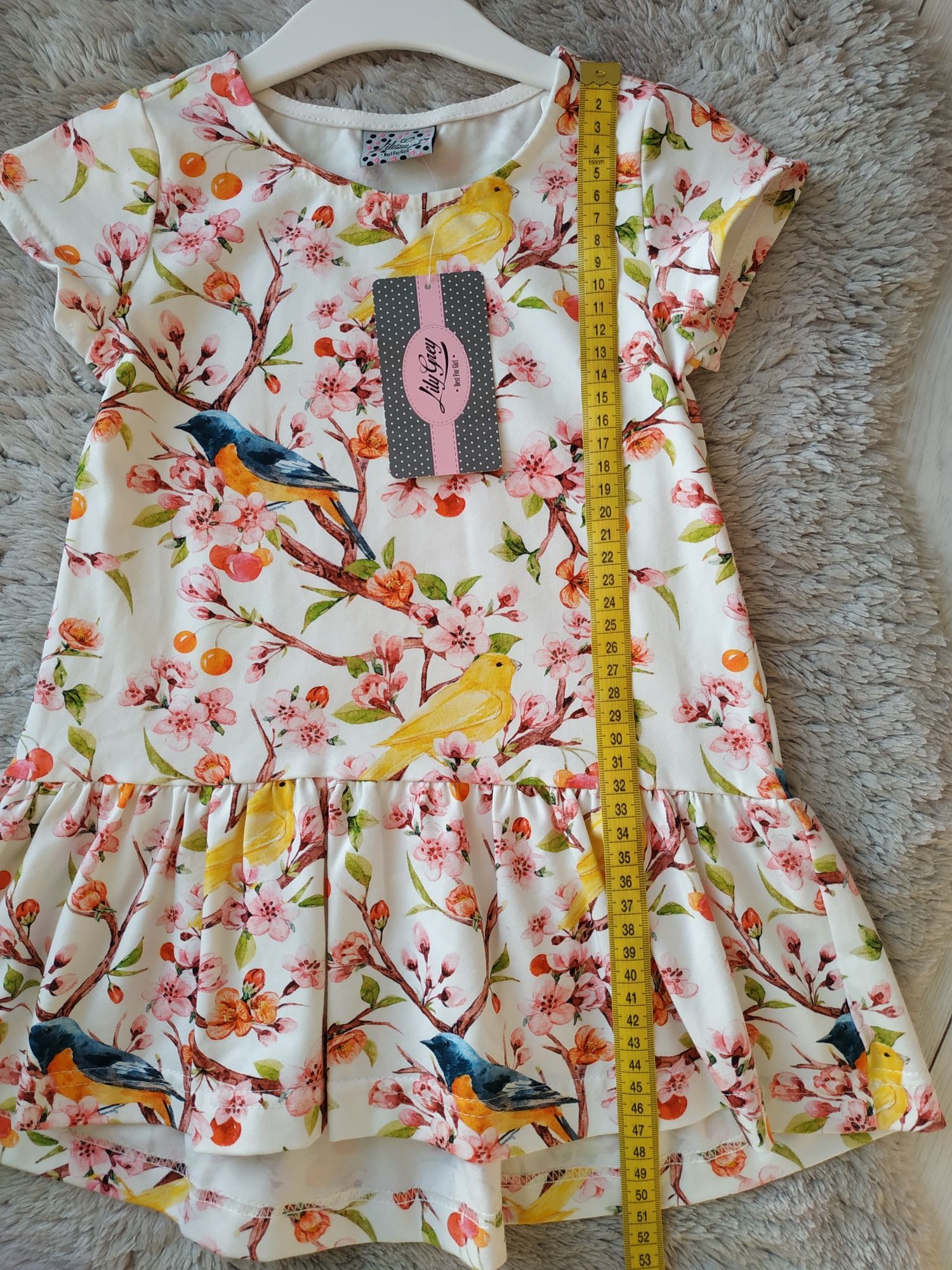 Nowa sukienka na wiosnę/lato/ptaszki/kwiatki/Lily Grey/r. 92/98