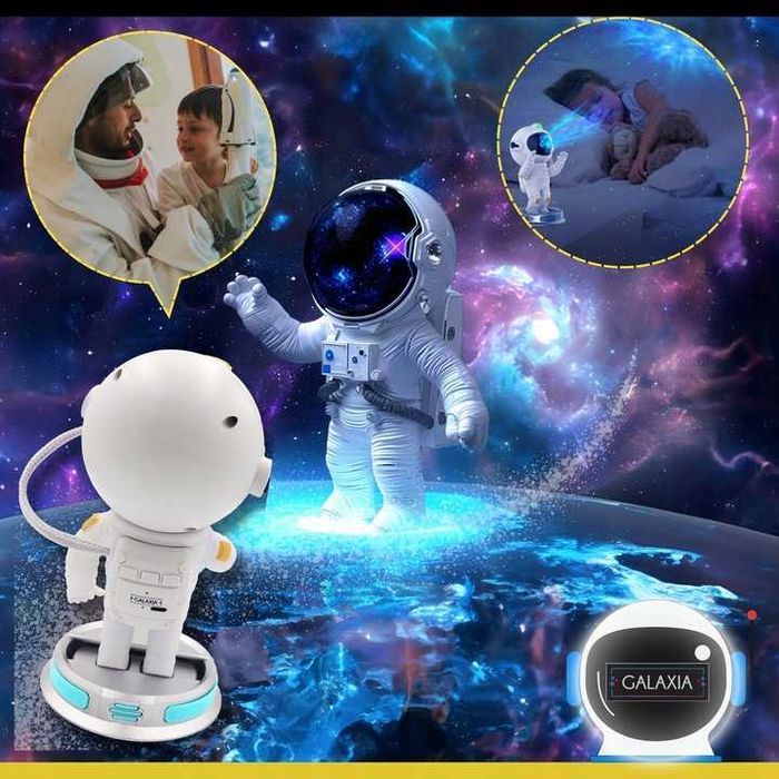 PROJEKTOR GWIAZD Astronauta Dla Dzieci Lampka Nocna Led Laserowy